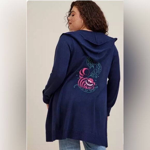 Torrid Disney Alice In Wonderland Cheshire Cat Hooded Cardigan Sweater Size 5X - Picture 1 of 11